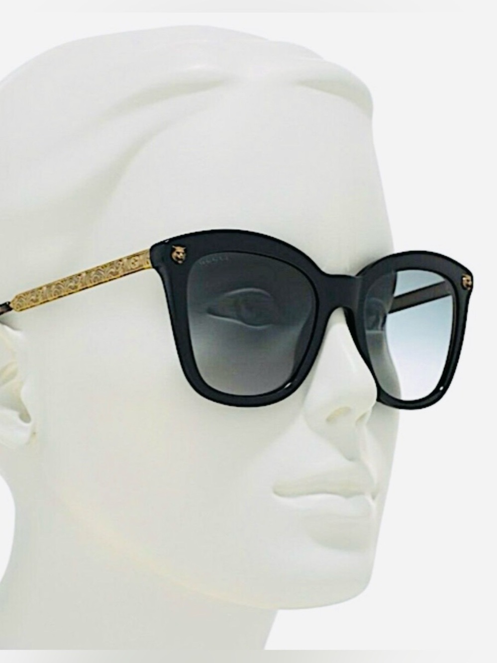 Gucci Antique Gold Cat Eye Oversized GG Sunglasses